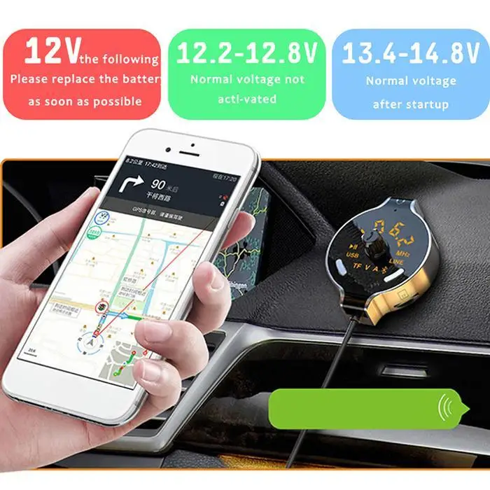 Автомобильный fm-передатчик Bluetooth беспроводной Handsfree DC5V 85dB адаптер MP3 музыка 87,5Hz-108 MHz плеер 5V2. 1A 12-24 V