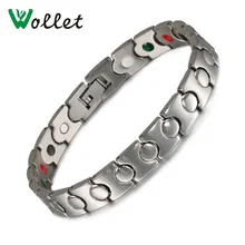 Wollet ювелирные изделия 5 в 1 магнитный браслет из нержавеющей стали для женщин Серебряный цвет магнит инфракрасный Ион германий турмалин