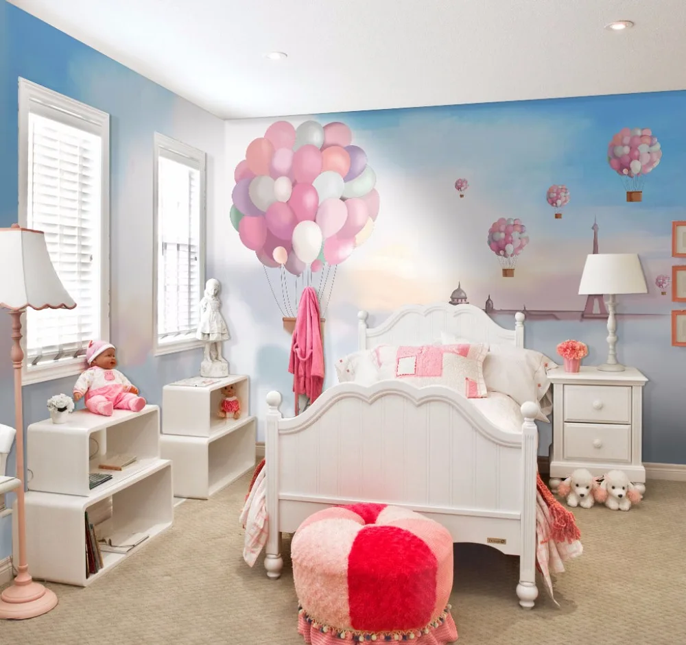 

free shipping discount pure pink ballon dream poster mural wallpaper for girl bedroom wall decoration wholesale