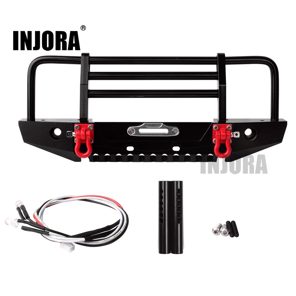 INJORA Metal Front Bumper with Light for 1 10 RC Crawler Car Axial SCX10 90046 Traxxas