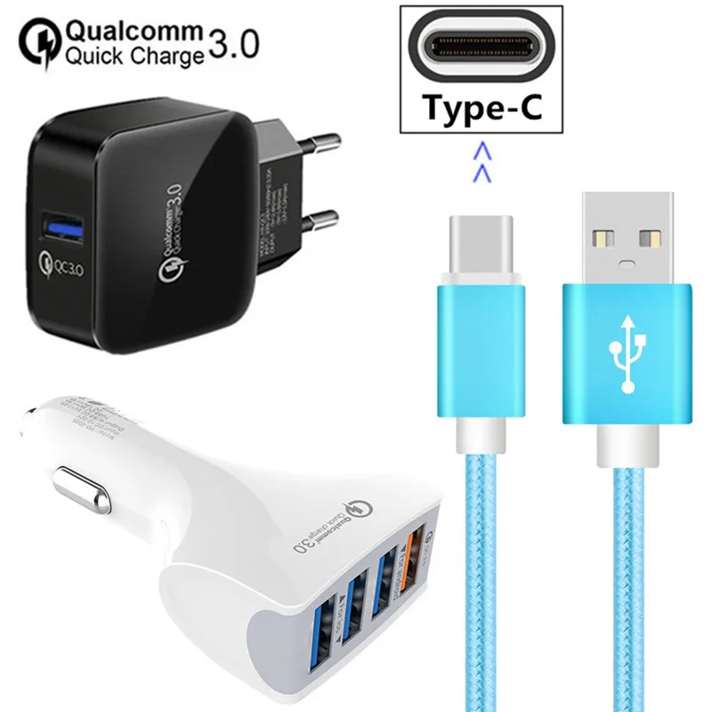 

QC 3.0 Fast car charger adapter Short Type C USB Wire for samsung galaxy S9 S10 A5 A7 2017 A8 A9 2018 A30 A50 Oukitel K10000 Max