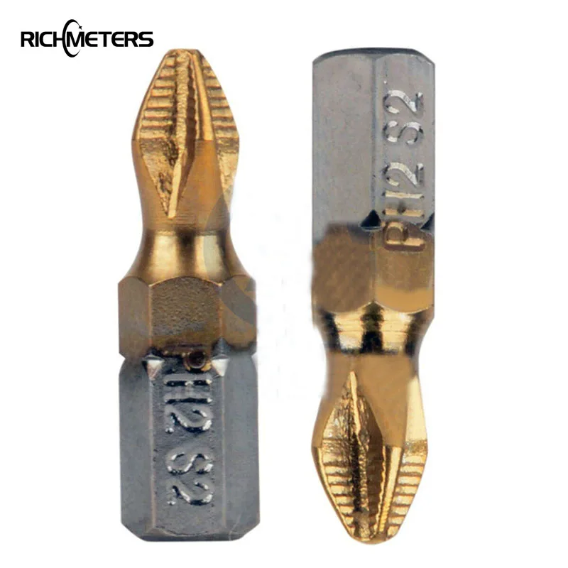 10pcs screwdriver hexagonal titanium plated PH2 non slip bit head