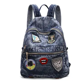

Women Backpack Hot Sale Fashion Causal bags High Quality Micro Chapter Female Shoulder Bag Denim Backpacks for Girls moch