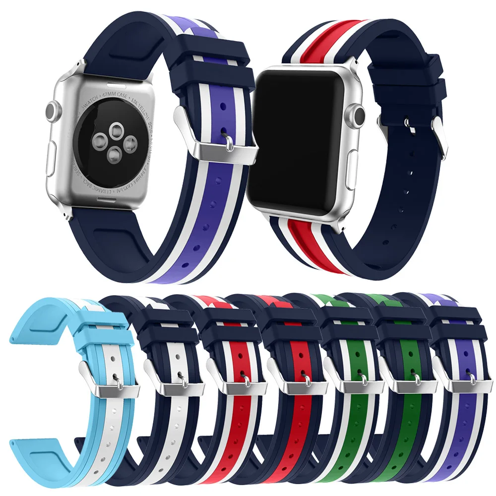Colorful Silicone wrist strap for apple watch band 38mm 42mm Rubber