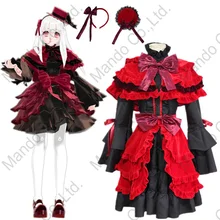 Anime K RETURN OF KINGS Kushina Anna Lolita Dress Gothic Cosplay Costumes Halloween Party Red Dress Suits Carnival 5pcs set