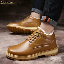 Sycatree 2018 New Winter Leather Casual font b Shoes b font for Men with Plush Keep