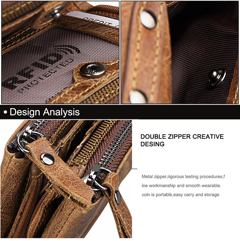 Genuine Crazy Horse Cowhide Leather Men Wallet Short Coin Purse Small Vintage Wallets Anti-RFID Pirate Brush Men Purse (9)