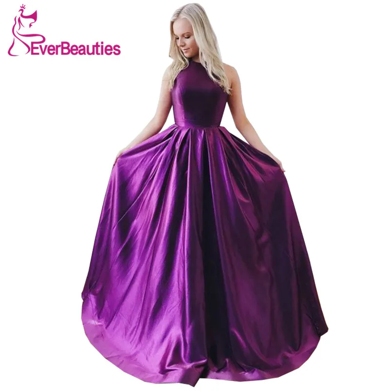 Abendkleider Halter Evening Dresses Long 2019 Satin Backless Evening Party Dresses Prom Gown Robe De Soiree Abendkleider Halter Evening Dresses Long 2019 Satin Backless Evening Party Dresses Prom Gown Robe De Soiree