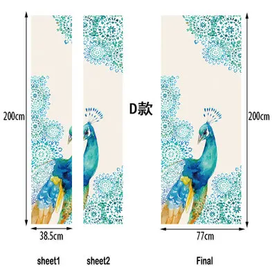 Красивые Ретро картина павлина творческий 3d двери наклейки личность деревянные двери украшения дома наклейки на стену - Цвет: D