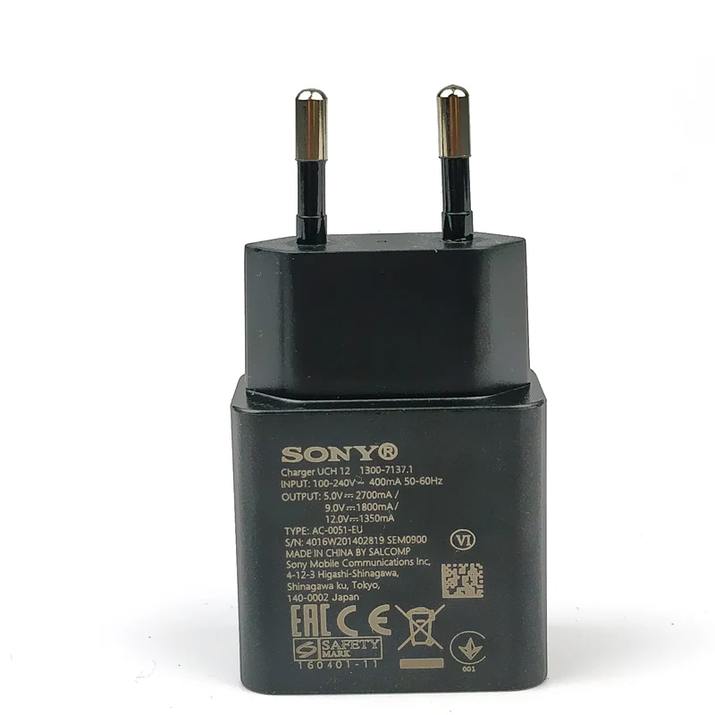Оригинальное Европейское UCH12 настенное зарядное устройство sony QC 3,0 Быстрая зарядка usb 3,1 type c кабель для xperia xa1 XZ XZs XC XZp XZ1 XZ1C телефон
