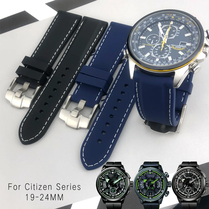 

19mm 20mm 21mm 22mm 23mm 24mm Rubber Silicone Watch Strap Needle Buckle Flat Universal Watchband Suitable for Citizen Watch