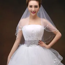 Белая/цвета слоновой кости свадебная вуаль Velo вуаль Mariage 1,5 м свадебная вуаль Velos De Novia свадебная вуаль вышитая бисером дешевая Фата невесты
