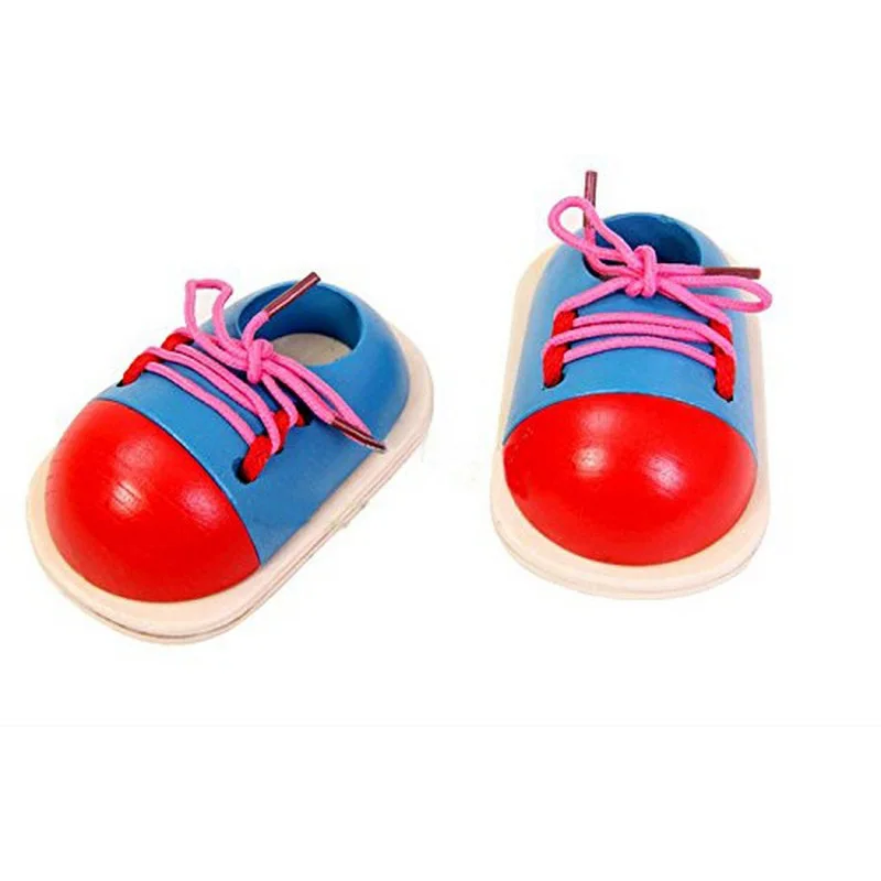 1 Pcs Wooden Toys Random Kids Montessori Educational Toys Children Toddler Lacing Shoes Early Education Montessori Teaching Aids (4)