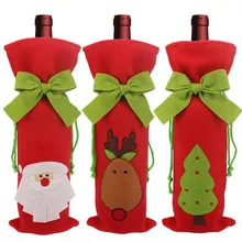 Рождественский Санта-бутылка вина комплект галстук вина обложка Рождество Аксессуары шампанское вина мешочек