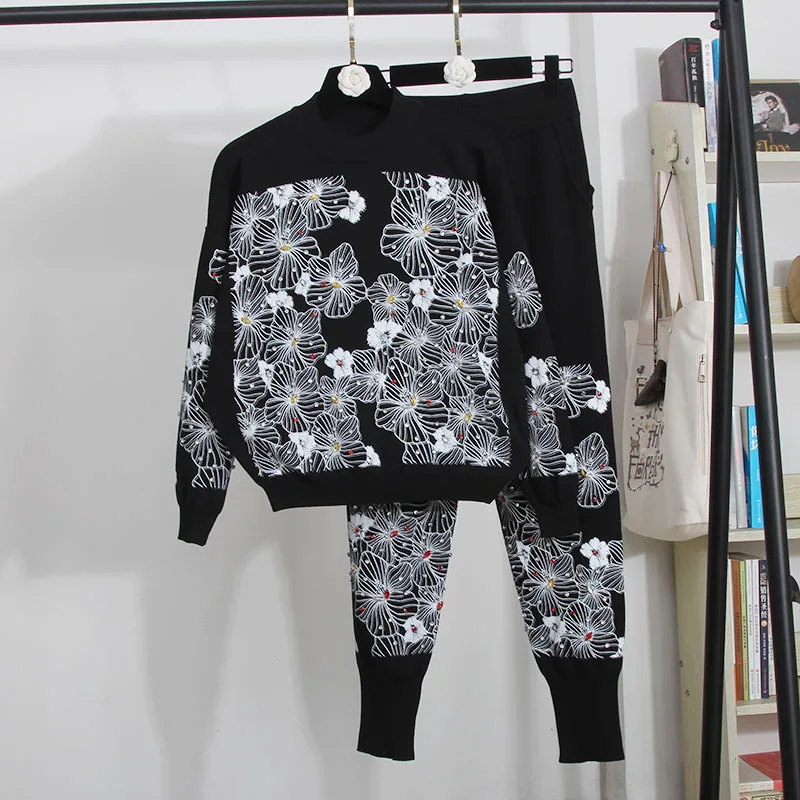 2 Piece Set Women Fashion Long Sleeve Printed Sweatshirt+Pants Suit Tracksuits Women Autumn Winter Two Piece Outfit