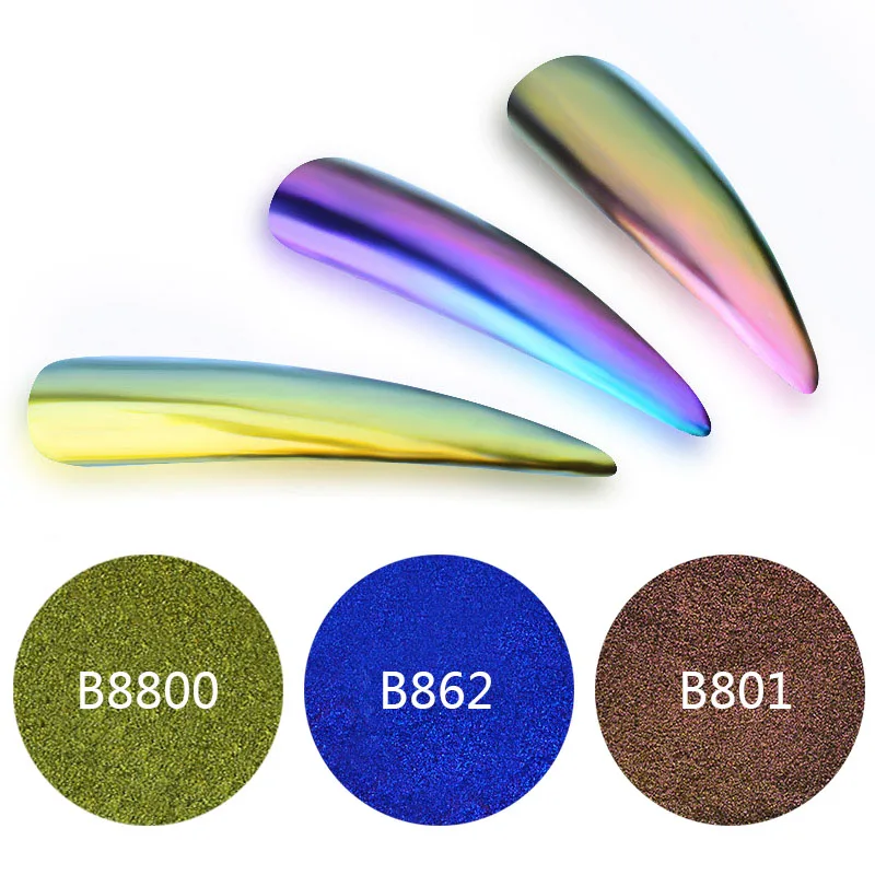 Mtssii الحرباء مرآة بودرة لامعة للأظافر النيون أورورا تأثير حورية البحر مسمار الفن الغبار الكروم الصباغ مانيكير الديكور