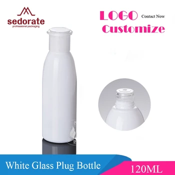 

Sedorate 50 pcs/Lot White Painted Glass Bottle DHL Free Shipping 120ML Glass Lotion Bottle With Inner Plug Containers XMM195
