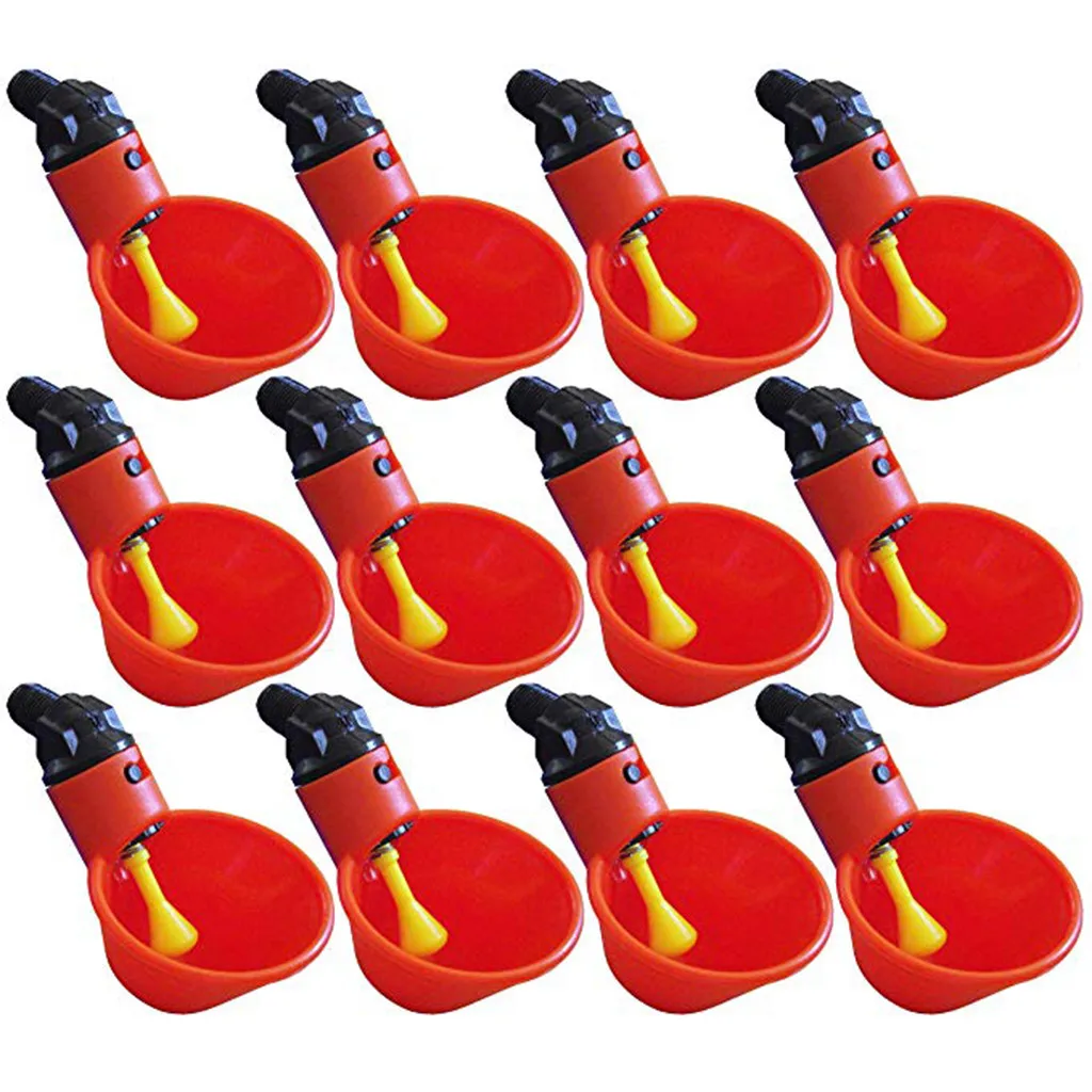 

12Pcs Automatic Bird Coop Feed Poultry Water Drinking Cups Poultry Water Cups Chicken Fowl Drinker Chook Drinking Bowl Red Cup#w