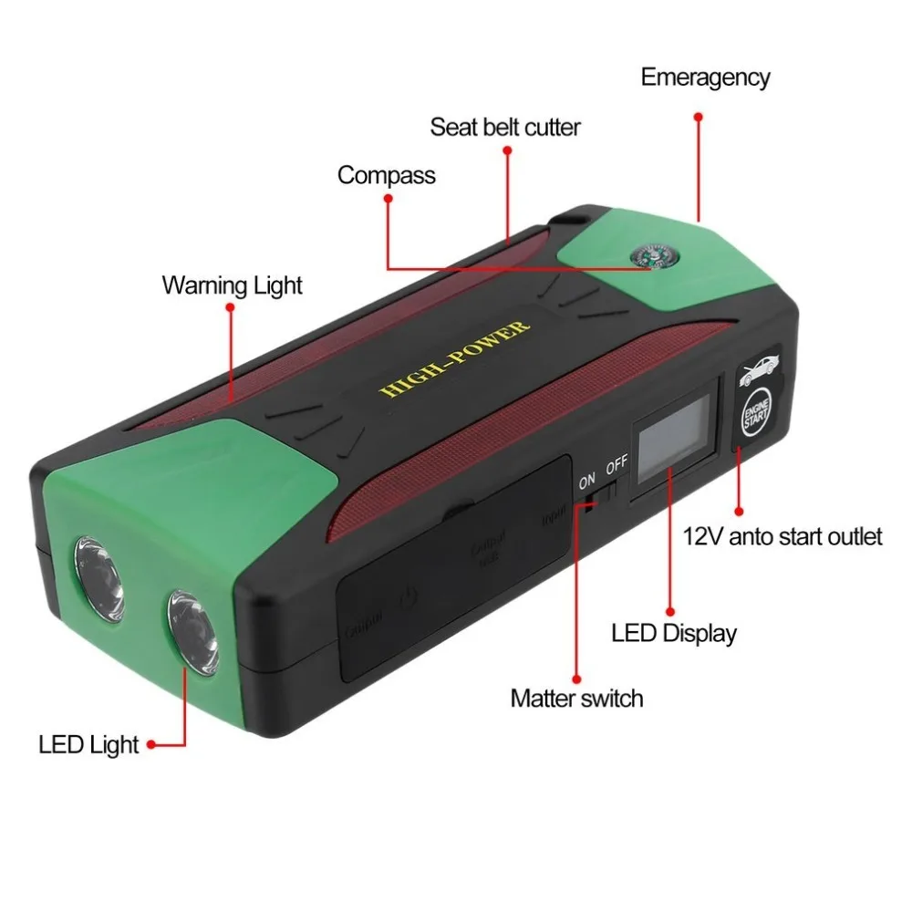

Emergency Battery Charger 4 USB LCD Display 82800mAh Booster Power Bank Durable Car Jump Starter Car Starting Device