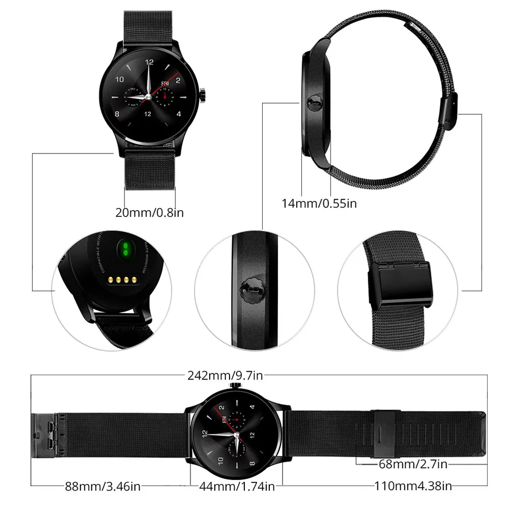 HIXANNY K88H Bluetooth Смарт часы классические металлические умные для здоровья монитор