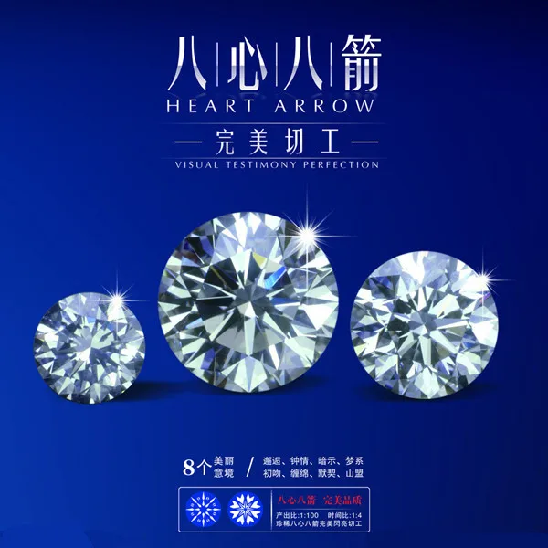 Hearts and arrows Cubic Zirconia CZ 