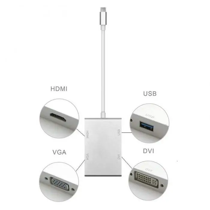 Горячий 4 в 1 Тип C USB 3,1 до USB-C 4K HDMI DVI VGA адаптер концентратор для ноутбука MacBook