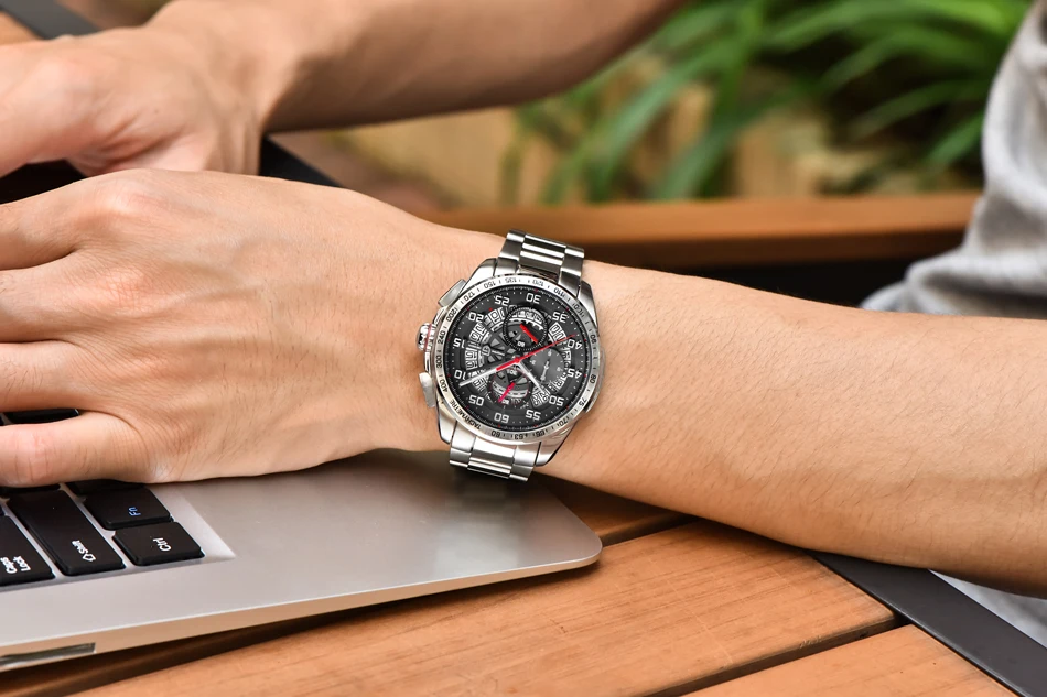 Для мужчин s Пилот часы лучший бренд класса люкс Спорт хронограф кварцевые часы для мужчин Stell кожаный ремешок наручные часы