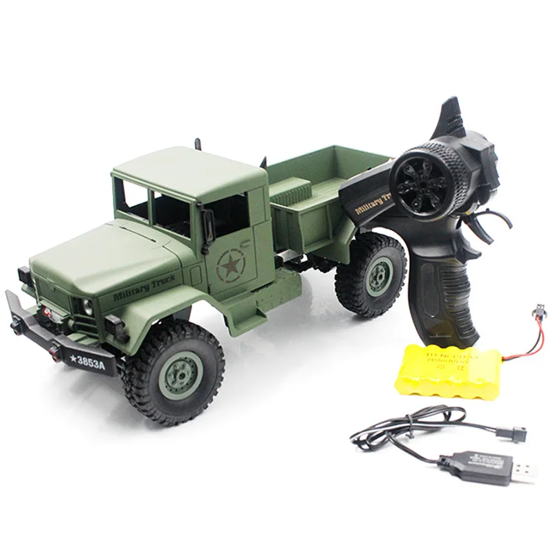 

Super Bright LED Lights Climb RC Cars 1:16 Mini Off-Road RC Military Truck RTF With Four-Wheel Drive Kids Toys HENG LONG 3853A