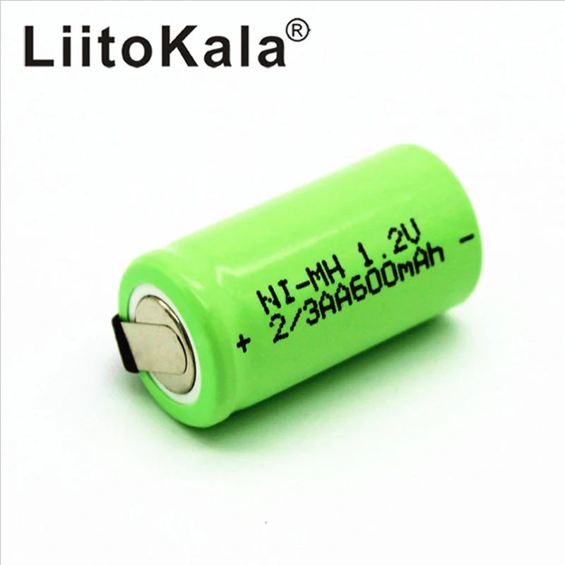 LiitoKala 2/3AA Ni-MH аккумулятор AA 1,2 V 600mAh аккумуляторная батарея с контактами