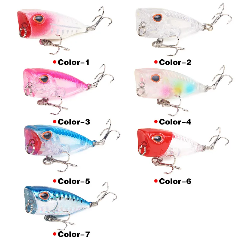  Best 4 cm 3.3g hard temptation mini temptation 7 color top water fishing bait temptation curved nec