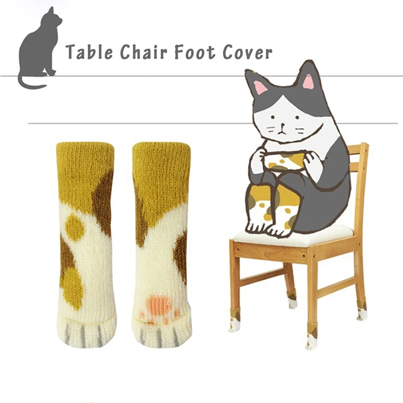 

4 Pcs/Set Knit Home Flower Floor Protector Cat Feet Chair Leg Sleeve Table Chair Foot Cover Socks Suit For Housse De Chaise