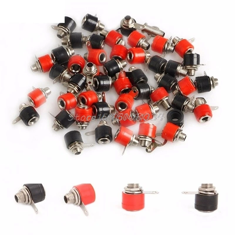 

50Pcs 4mm Banana Panel Socket Test Probe Binding Post Nut Plug Jack Connector R06 Drop Ship