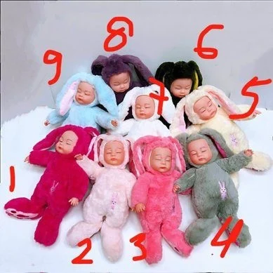 random colour 25 cm Спящая кукла в одежде зайца 25 см. спит с ребенком, мягкая игрушка для девочек,куклы лол плюшевые игрушки, новогодние подарок на день рождения для детей на коллекцию, из России от 2 дней - Цвет: random colour 25 cm