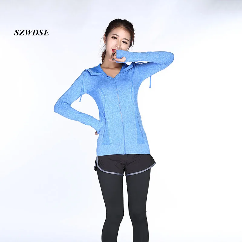 2018 Autumn Women's High elasticity Trainning Exercise hood Sweaters