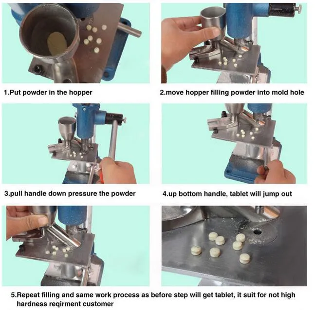 Мелкомасштабная таблеточная пресс-машина ручная таблеточная машина для изготовления таблеток с 6 мм настольная форма