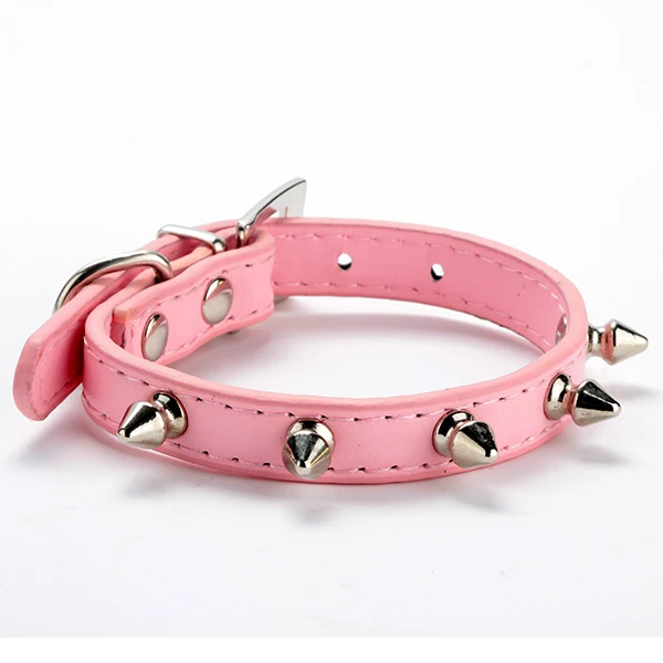Pet Collars Cat Dog PU Leather Rivet Spiked Studded Adjustable Collar