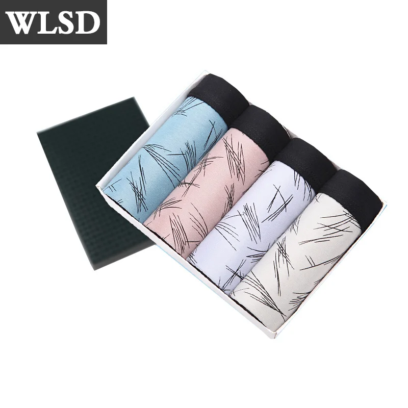 

WLSD Boxers Mens 4Pcs\lot Underwear Cotton Boxers Seamless Boxer Men U Convex Print Soft Boxer Shorts Pants Male Underwear Large