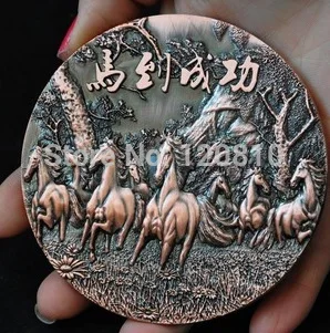 

Rare Collectibles Chinese Year of the Horse copper commemorative coins Statue