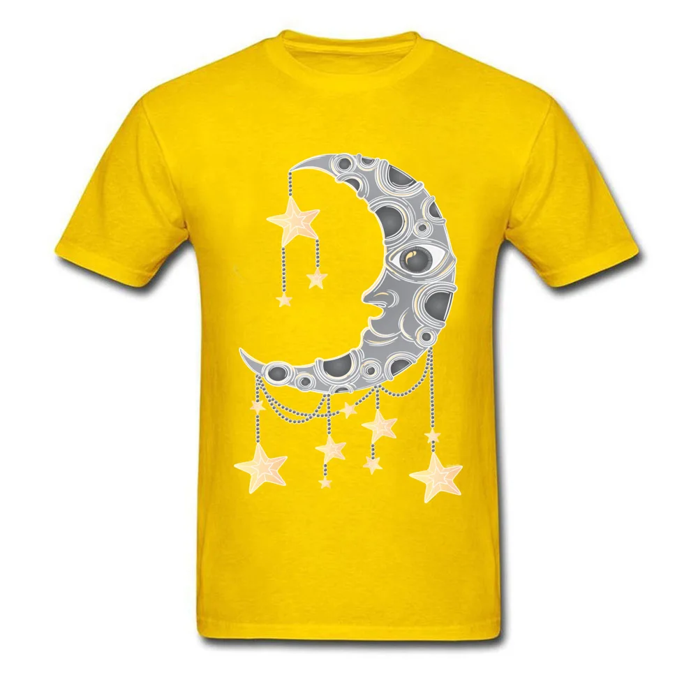 Crescent Moon Tops Shirt Rife Round Neck Printed On Short Sleeve Cotton Men Top T-shirts Cool Tee-Shirt Top Quality Crescent Moon yellow
