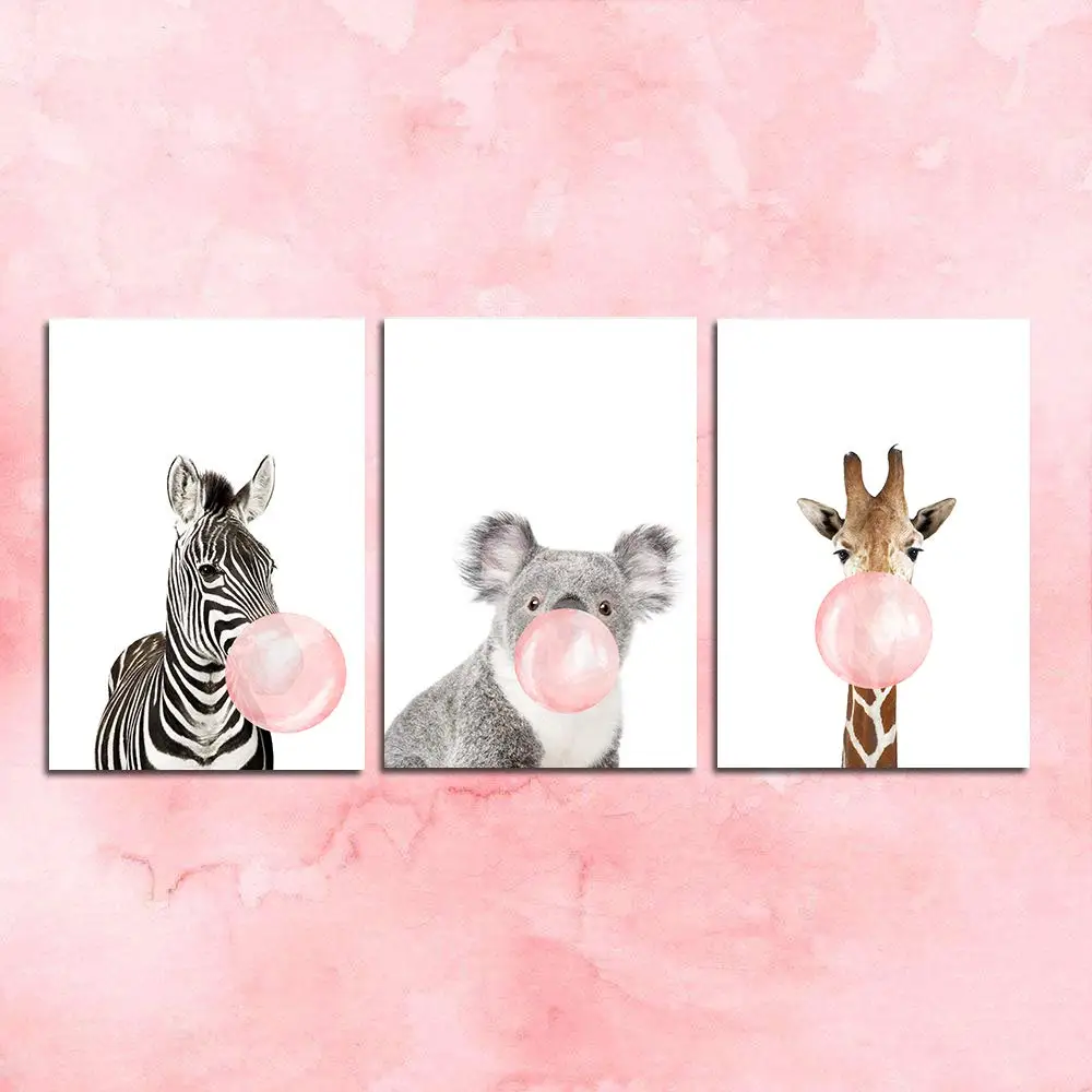 Canvas Wall Art Baby Animal Nursery Prints with Zebra ...