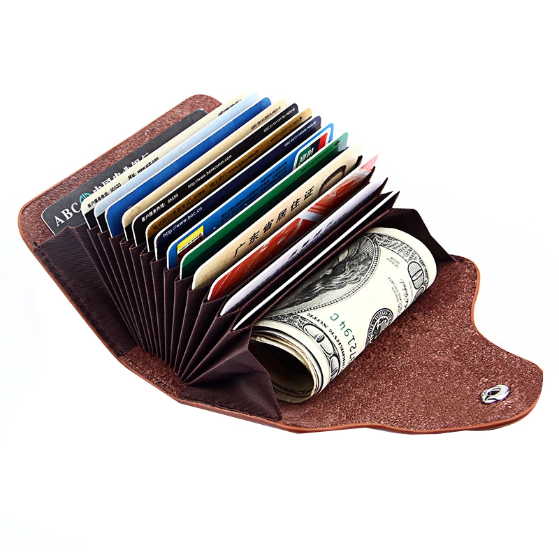 

Unisex Vintage Leather Mens Card Holders Credit Cards Case Mini Male Wallets Minimalist Button Hasp Purses