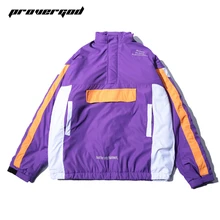 PROVERGOD Winter Thick Jacket Men Contrast Color Patchwork Padded Coat Hip Hop Male Parka Warm Jacket Streetwear