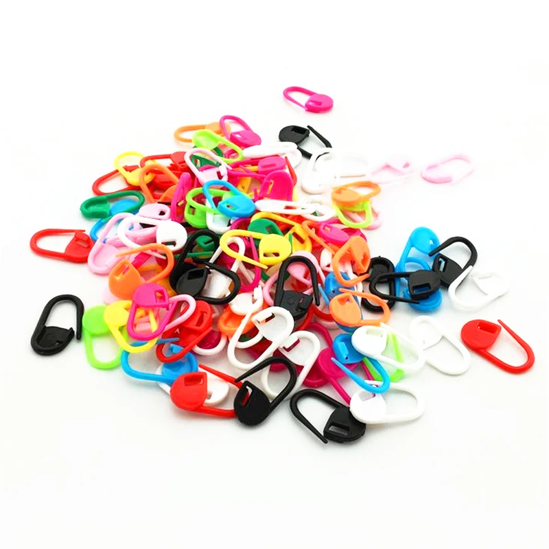 

100PCs Plastic Small Pin Color Mark Buckle Knitting Needle Clip Craft Crochet Locking Stitch Weaving Sewing Tools & Accessory