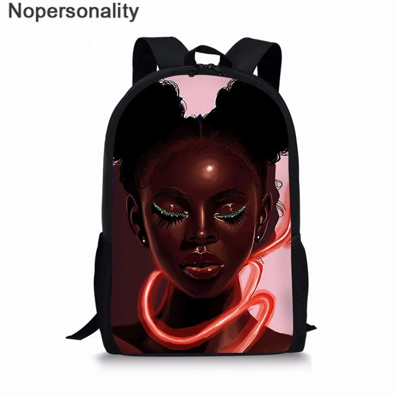 Nopersonality Black Art Afro Girl Print African Backpack for School Teenage Girls Book Bags Toddler Schoolbag Mochila Escolar - Цвет: LH1059C