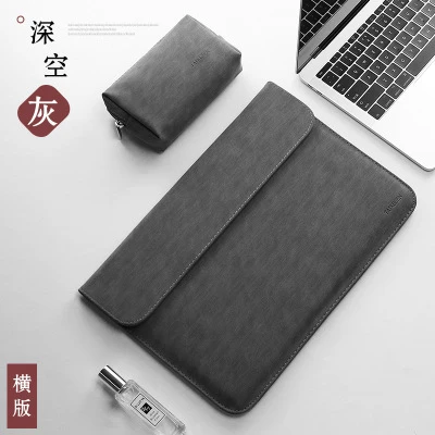 Новые матовые из искусственной кожи рукав сумка для ноутбука 15,6 14 для macbook Air 13 Чехол Pro retina, 11, 12, 15 лет для Xiaomi Mi Тетрадь 12,5 13,3 - Цвет: velvet dark gray s1