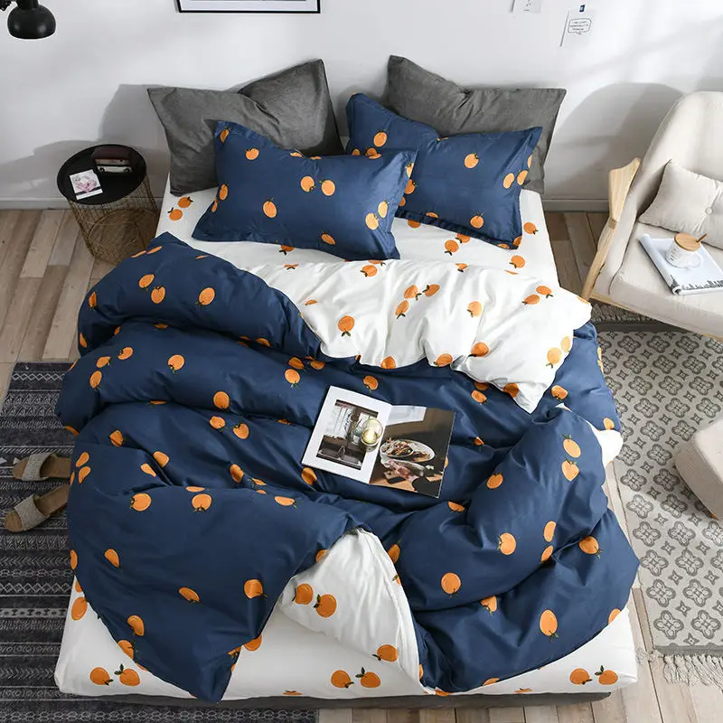 

Orange 4pcs Girl Boy Kid Bed Cover Set Duvet Cover Adult Child Bed Sheets And Pillowcases Comforter Bedding Set 2TJ-61007