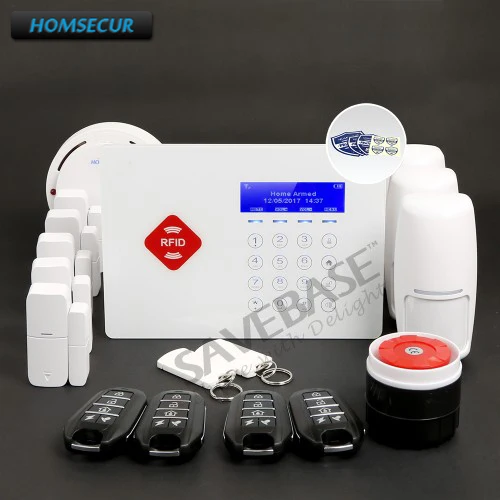 

HOMSECUR Russian Logistics App Controlled Wireless GSM LCD Home Security Alarm System with Door Inspection
