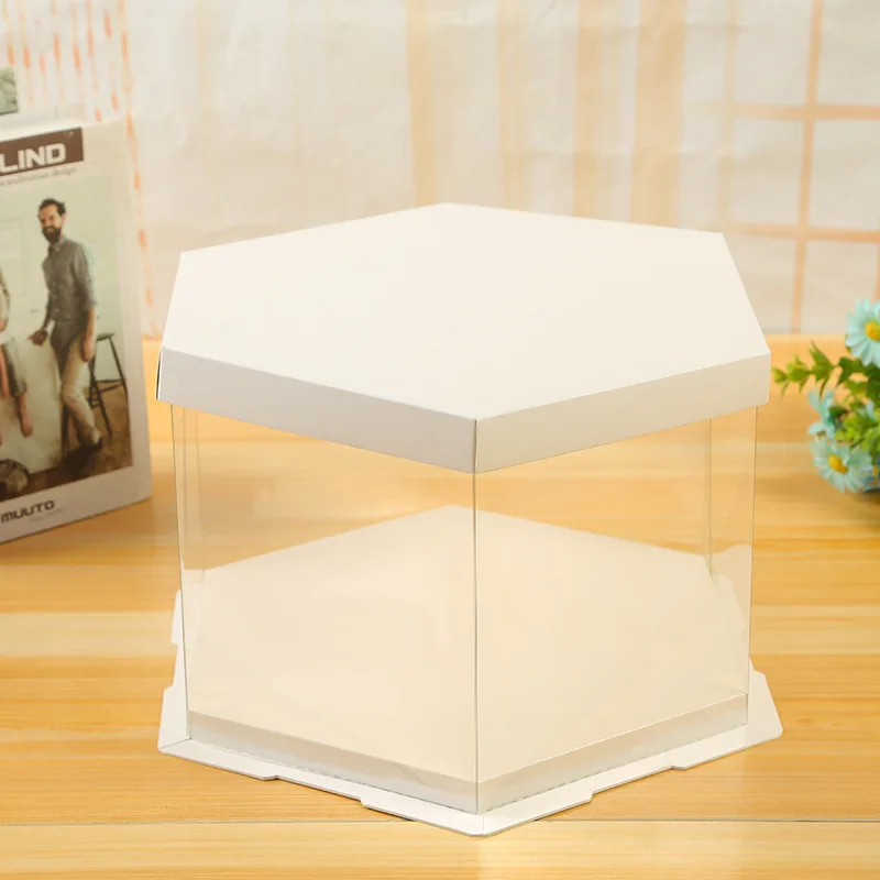 

Fashion White Color PET Birthday Transparent cake box baking packaging box 6-12Inches Big Size Plush Toy Doll Box Gift Box 1Pcs