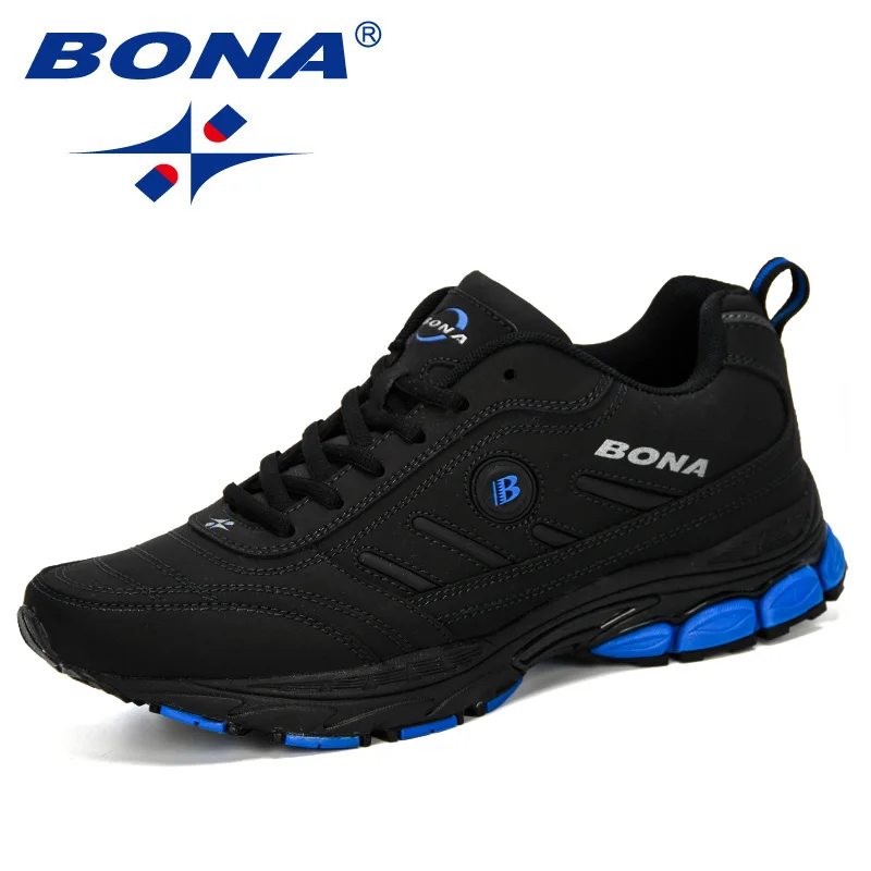 Charcoal grey R blue BONA/Коллекция года; сезон весна-осень; мужские кроссовки; дышащая уличная спортивная обувь; Zapatos; удобные спортивные мужские кроссовки - Цвет: Charcoal grey R blue