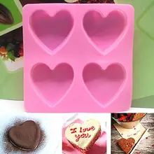 1 шт Heart Форма 4 полости мыло кексы печенье силиконовая форма для домашних пресс-форм